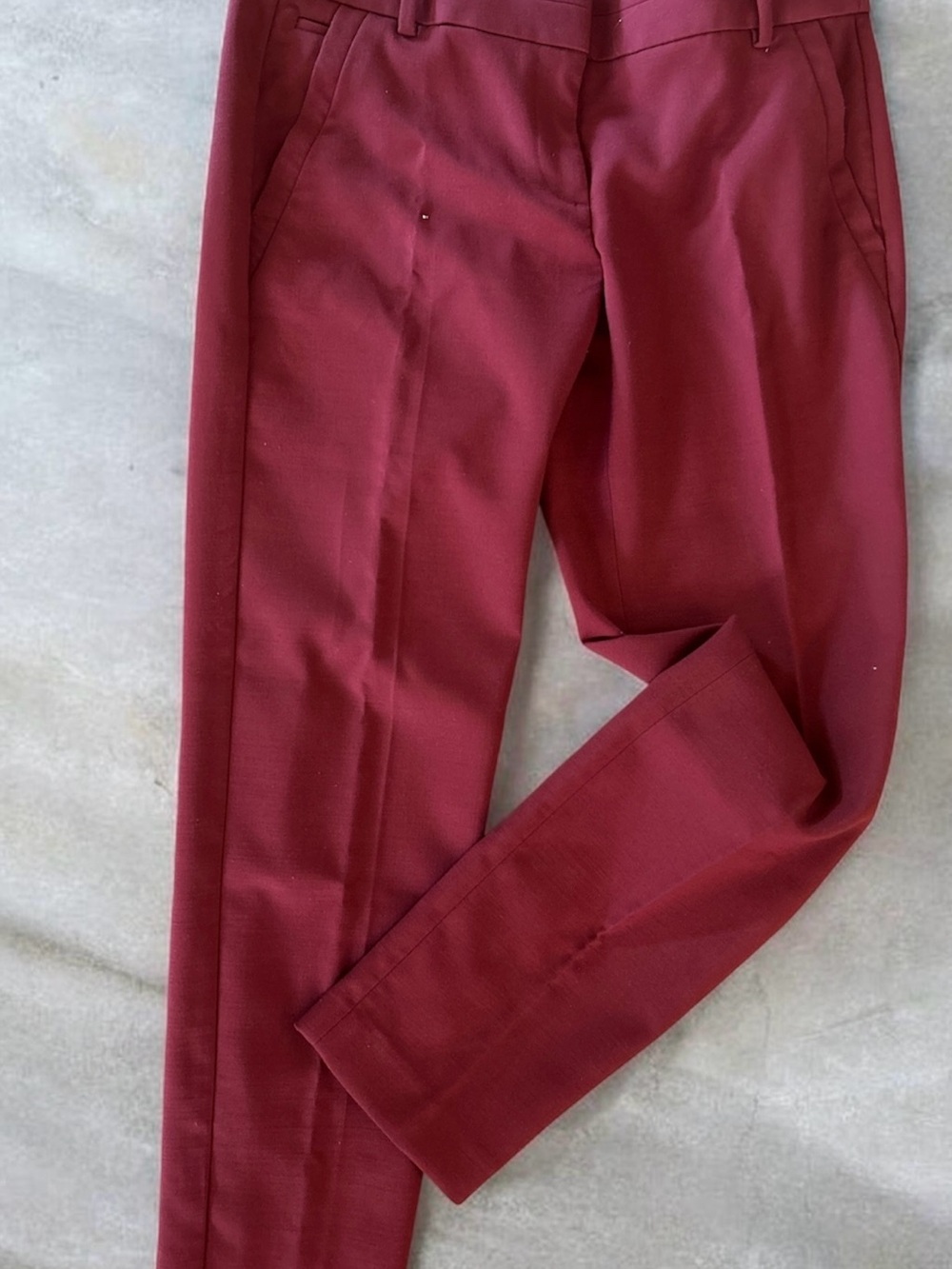 Women's Tailored Burgundy Trousers - Slim Straight Fit